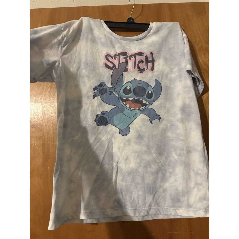 Stitch Unisex Kids Gray Tie-Dye Cotton Crew Neck T-Shirt Size 12 4111
